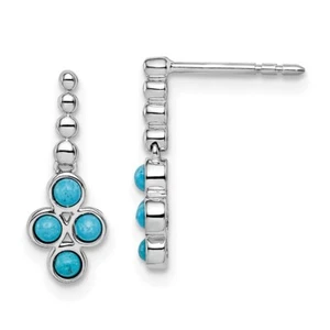 15.7mm 14k White Gold Simulated Turquoise Earrings - Picture 1 of 5