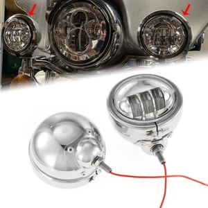4.5" LED Auxiliary Passing Spot Fog Lights Lamp w/ Housing Bucket Fit For Harley - Picture 1 of 12