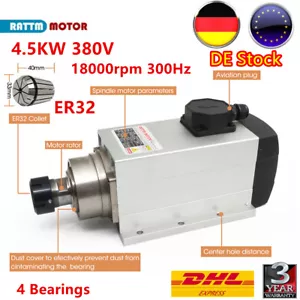 『DE』4.5KW ER32 Square Air Cooled Spindle Motor CNC Luftgekühlte Frässpindel 380V - Bild 1 von 12