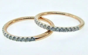 Thin (1.5mm) 14k Rose Gold Micro Fishtail Set Diamond Wedding Band - Picture 1 of 4