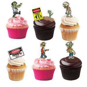39 Stand Up Halloween Zombie Walking Dead Wafer Paper Edible Cake Toppers - Picture 1 of 2