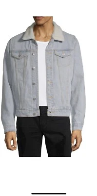 New Men’s Arizona Jean Co. Light Blue Sherpa Jacket sz Small Jacket Coat Denim - Image 1 of 4
