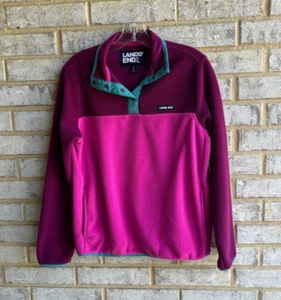 Lands End Womens Pink Fleece Snap Neck Pullover, Size S - Picture 1 of 7