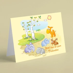 Cute baby animals boys / girls Dedication card suitable for friend family - Picture 1 of 1