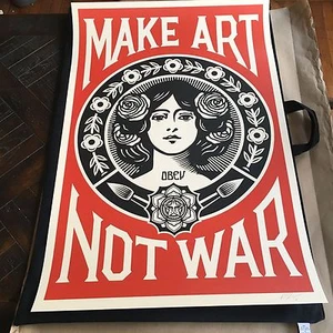 Shepard Fairey OBEY! MAKE ART NOT WAR 24" x 36"Offset Litho Signed RARE ICON - Picture 1 of 3