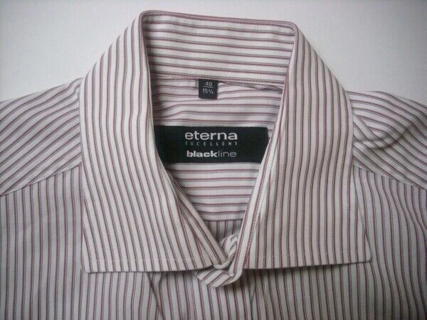 Eterna Eccellente Blackline Camicia a Maniche Lunghe Strisce Bianche Kw 40 come - Immagine 1 di 1