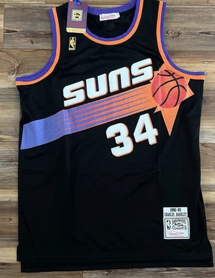 Camiseta deportiva clásica Phoenix Suns Charles Barkley Mitchell n Ness de madera dura negra 2XL Foto 1 de 4