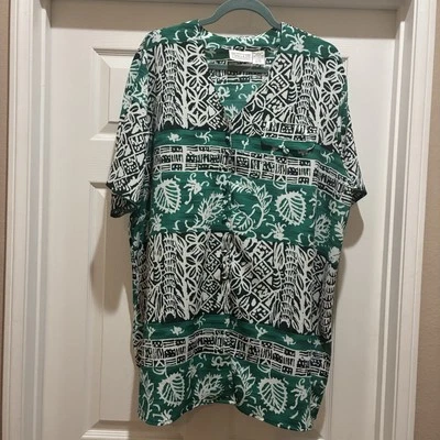 Blusa de Colección Christie & Jill Mujeres Manga Corta Abotonada Geométrica XL Flores Foto 1 de 4