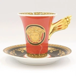 VERSACE by Rosenthal Medusa Red Cup & Saucer Germany Coffee - Picture 1 of 5
