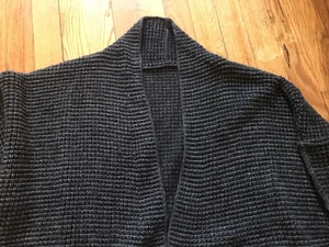 Women Waffle Knit Long Open Front Cardigan Sweater Black Short Sleeve Preppy 2XL - Picture 1 of 11