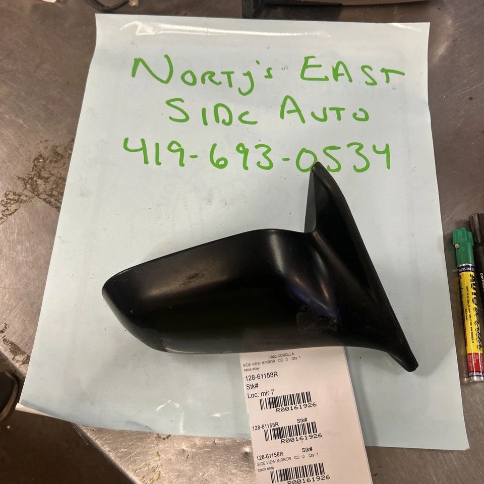 Toyota Corolla 1990-92 espejo retrovisor de pasajero manual negro Foto 1 de 1