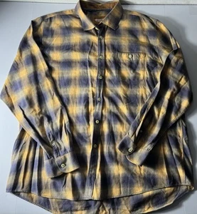 32 Bar Blues Mens Flannel XXL 2XL Shirt Blue Yellow Plaid Long Sleeve Button Up - Picture 1 of 6