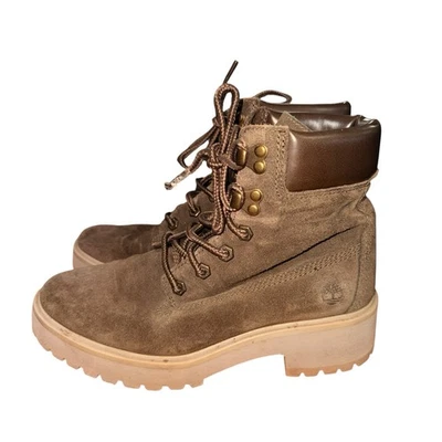 Timberland Carnaby Cool WOMENS 6.5 PRE-OWNED Olive Green 6" Suede Combat Boots - Image 1 of 4