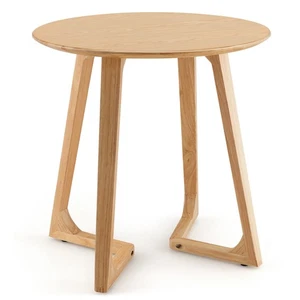 24" Solid Rubber Wood End Table Round Side Table Beside Sofa&Bed for Small Space - Picture 1 of 11