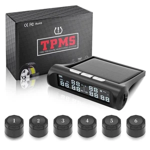 Wireless Solar Tyre Pressure Monitoring System TPMS LCD Waterproof + 6 Sensors - Picture 1 of 12