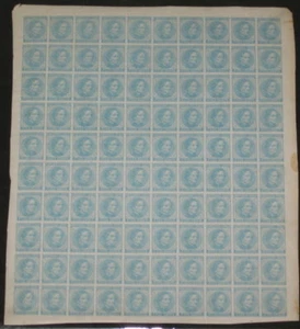 CONFEDERATE STATES #6 5¢ light blue Sheet of 100 NH - Picture 1 of 1