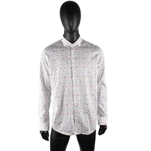 SIMON CARTER Slim Fit Men's Funny Cutlery Print Dress Formal Shirt 44 17 - Picture 1 of 24