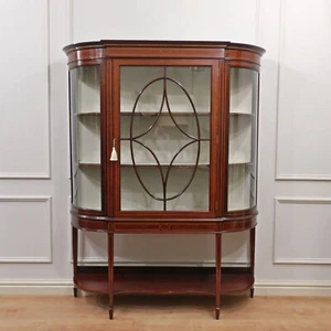 Antique Edwardian Display Cabinet Mahogany & Glass Att. Maple & Co Restored - Picture 1 of 10
