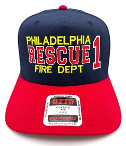 Philadelphia Fire RESCUE 1 Cap Hat Snapback Custom Embroidery Fire Department-A - Picture 1 of 5