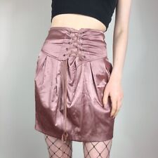 Gina Tricot Mini Skirt XS 6 Corset Lace Up Peach Satin Silky Princess Bratz y2k