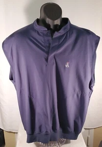 Zero Golf Vest Mens Sleeveless Button Down Embroidered Logo Large Navy Blue - Picture 1 of 9