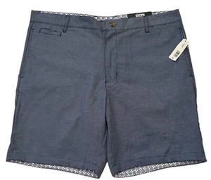 NWT TailorByrd Collection Dobby Stretch Shorts Blue Navy Micro Check Men's 38 - Picture 1 of 8