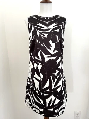 Алиса + Оливия без рукавов Shift платье размер 2 / черный и белый цветочный принт / с подкладкой - Изображение 1 из 4