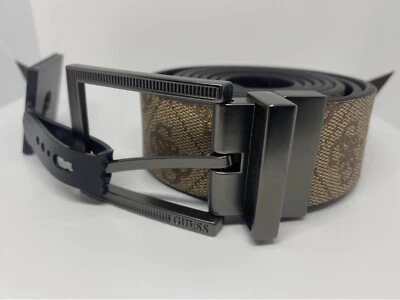 Cinturón Guess Hombres S M L XL Gris Hebilla Tostado Negro Reversible 11GO020001 Precio de venta sugerido por el fabricante $40 Nuevo Foto 1 de 4