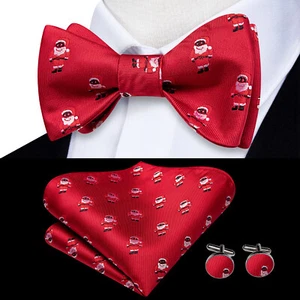 US Black Floral Bowtie Mens Self Tie Set Hanky Cufflinks High Quality!  - Picture 1 of 40