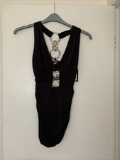 pilot womens sleevless chain back Halter neck Top Black size 8