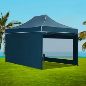 Gazebo 3x4.5 Pop Up Marquee Folding Wedding Tent Camping Fly Mesh Canopy Navy - Picture 1 of 7