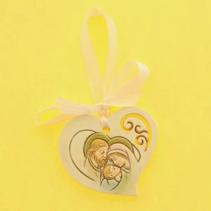 BOMBONIERA BATTESIMO COMUNIONE CIONDOLO SACRA FAMIGLIA CUORE ETM 049423 - Foto 1 di 2