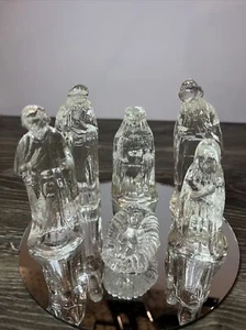 Vintage Glass Nativity Set Seven Piece With Mirror 1988 - Picture 1 of 10