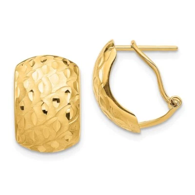 14.5mm 14K Yellow Gold Textured Omega Back Earrings - Image 1 of 4