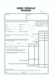 One A4 Duplicate NCR Invoice Book JUST PRINTED- Used Vehicle Form - Picture 1 of 3
