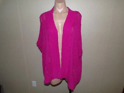 Suéter Rafaella Rosa Oscuro Talla Pequeña Mediana Frente Abierto Manga Corta Nuevo con Etiquetas $79 Foto 1 de 4