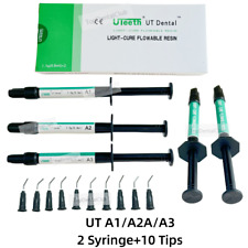 UT A1/2/3 Dental Composite Flowable Light-Cure Resin 2Syringe Kit of Color 10Tip