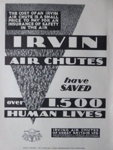 1/1937 PUB IRVING AIR CHUTE IRVIN PARACHUTE OVER 1500 LIVES SAVED ORIGINAL AD - Picture 1 of 2