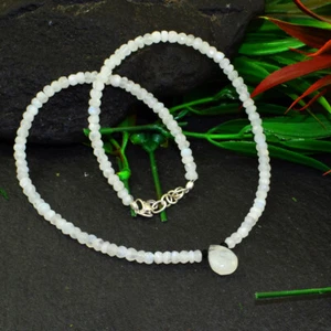 84.00 Cts Natural Single Strand Moonstone & Spinel Beads Necklace NK 20L767 - Picture 1 of 2