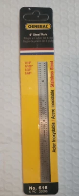 General Tools 616 Ruler,Stainless Steel,6 In Length - Image 1 of 2