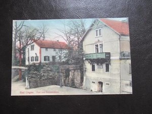Postcard Liegau Augustusbad, Bad Liegau, post office and terrace house, circa 1900, unrun