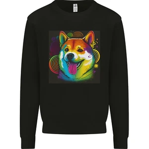 A Colourful Shiba Inu Dog Kids Sweatshirt Jumper - Picture 1 of 3