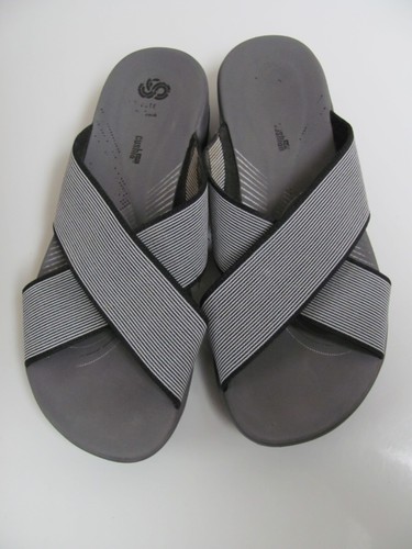 Sandali Clarks donna 7 M Cloud Stepper slide neri slip on comodi