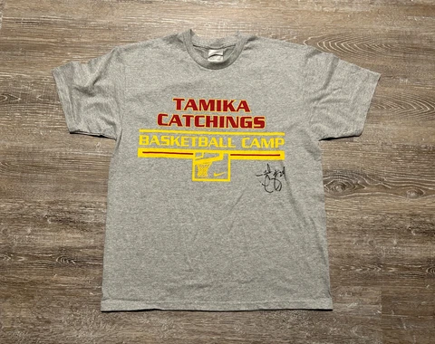Tamika Catchings Indiana Fever Autographed Nike T Shirt Basketball Camp 2000s S Cover