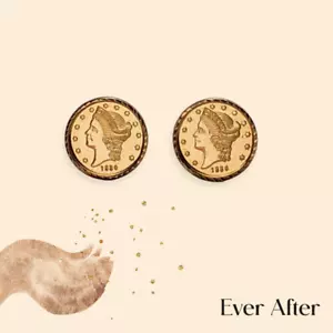 Final Clearance Sale! 22CT Yellow Gold United States Lady Liberty Coin Earrings - Picture 1 of 6