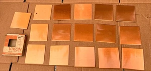 Vintage VIKON Solid Copper Metal Wall Tiles – 16 pcs, 4 ¼” x 4 ¼”, Retro Decor - Picture 1 of 17