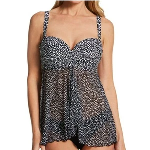 Smart and Sexy 42D Full Busted Ruffle Twist Bandeau Tankini Swim Top Black White - Bild 1 von 11