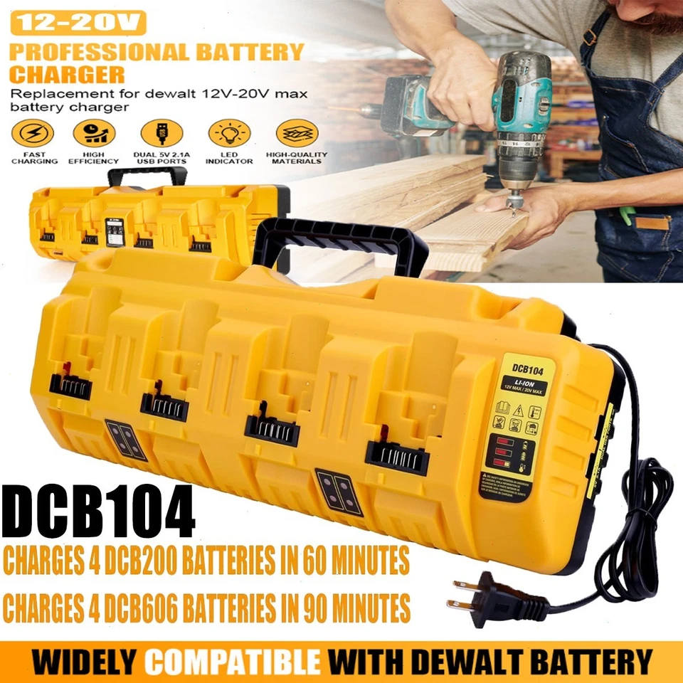 For DEWALT 12V/20V DCB104 4-Port Battery Charger Fast charger Lithium XR DCB205