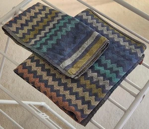 Missoni "Warner" chevron pattern 100% cotton bath towel & hand towel set - Picture 1 of 3