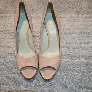 Gucci Peep Toe GG Mauve Dusty Pink Heels Euro Size 41 US Sz11 - Picture 1 of 15